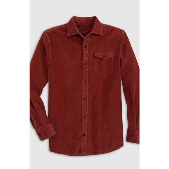 NEW JOHNNIE-O kodiak hangin' out corduroy shirt in malibu red - Picture 1 of 4